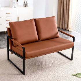 Stylish Two-Seater Sofa Chair with 2 Pillows - Comfortable PU Leather, High-Density Foam - Modern Design, Easy to Clean - Sturdy Metal Frame - Perfect