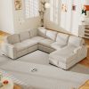 U_Style U-shaped Corduroy Combination Corner Sofa with Storage Lounge Chair, 6-seater Oversized Sofa, With USB interfaces,Suitable for Living Room, Of