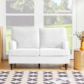 2 Seater Sofa Velvet Couches for Living Room, Sofas for Living Room Furniture Sets Chesterfield Sofa Loveseat Couch Chair for Living Room, Office (Whi