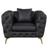 44" Modern Sofa Couch PU Upholstered Sofa with Sturdy Metal Legs, Button Tufted Back, Single Sofa Chair for Living Room,Apartment,Home Office, Black