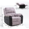 Grey Fabric Recliner Chair Theater Single Recliner Thick Seat and Backrest, suitable for living room, side bags Electric sofa chair, electric remote c