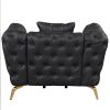 44" Modern Sofa Couch PU Upholstered Sofa with Sturdy Metal Legs, Button Tufted Back, Single Sofa Chair for Living Room,Apartment,Home Office, Black