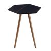 Modern Minimalism Black Faux Marble End&Side Table, Small Accent Coffee Table with Dark Gold Metal Legs, Hexagon Nightstand for Living Room,Bedroom, A