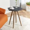 Modern Minimalism Black Faux Marble End&Side Table, Small Accent Coffee Table with Dark Gold Metal Legs, Hexagon Nightstand for Living Room,Bedroom, A