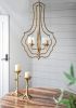 4 - Light Metal Chandelier, Hanging Light Fixture with Adjustable Chain for Kitchen Dining Room Foyer Entryway, Bulb Not Included