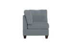 Modular Sofa Set 6pc Set Living Room Furniture Sofa Loveseat Couch Grey Linen Like Fabric 4x Corner Wedge 1x Armless Chair and 1x Ottoman