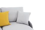 Modern large area Linen+Leathaire fabric color matching segmented sofa, ultra wide lounge chair, golden legs, U-shaped, double grey color
