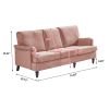 3 Seater Sofa Velvet Couches for Living Room, Sofas for Living Room Furniture Sets Chesterfield Sofa Loveseat Couch Chair for Living Room, Office (Pin