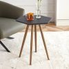 Modern Minimalism Black Faux Marble End&Side Table, Small Accent Coffee Table with Dark Gold Metal Legs, Hexagon Nightstand for Living Room,Bedroom, A