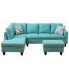 Modern Linen Sectional Couch with Ottoman-Stylish,L-Shaped Design for Living Room-Large 3-Piece Sofa Set for Home or Office-Durable Linen Material -Pl
