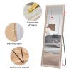 Third generation, light oak solid wood frame full-length mirror, large floor standing mirror, dressing mirror, decorative mirror, suitable for bedroom