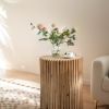 Retro Fashion Style Cylindrical Coffee Table with Vertical Texture Relief Design,Suitable for Living Room,Office,and Dining Room(Same SKU:W757102860)