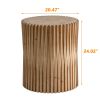Retro Fashion Style Cylindrical Coffee Table with Vertical Texture Relief Design,Suitable for Living Room,Office,and Dining Room(Same SKU:W757102860)
