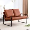 Stylish Two-Seater Sofa Chair with 2 Pillows - Comfortable PU Leather, High-Density Foam - Modern Design, Easy to Clean - Sturdy Metal Frame - Perfect