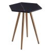 Modern Minimalism Black Faux Marble End&Side Table, Small Accent Coffee Table with Dark Gold Metal Legs, Hexagon Nightstand for Living Room,Bedroom, A