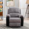 Grey Fabric Recliner Chair Theater Single Recliner Thick Seat and Backrest, suitable for living room, side bags Electric sofa chair, electric remote c