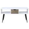 White and Black Coffee Table with 1 Drawer