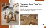 Modern practical circular coffee and tea tables. Made of transparent tempered glass tabletop and wood colored MDF material. Suitable for living rooms