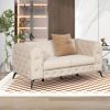 Modern 3-Piece Sofa Sets with Sturdy Metal Legs,Velvet Upholstered Couches Sets Including Three Seat Sofa, Loveseat and Single Chair for Living Room F