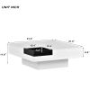 ON-TREND Modern Minimalist Design 31.5*31.5in Square Coffee Table with Detachable Tray and Plug-in 16-color LED Strip Lights Remote Control for Living