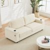 86.5 inch Sofa Couch- Deep Seat Sofa with two storage spaces, T-Pyce Charging Ports , USB Charging Ports & 2 Cup ,Corduroy 3 Seater Couch, Modern Sofa