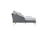 Modern large area Linen+Leathaire fabric color matching segmented sofa, ultra wide lounge chair, golden legs, U-shaped, double grey color