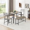 Dining Table Set, Barstool Dining Table with 2 Benches 2 Back Chairs, Industrial Dining Table for Kitchen Breakfast Table, Living Room, Party Room, Ru
