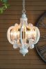 Farmhouse Chandelier, 6-Light Wood Chandelier Pendant Light Fixture with Adjustable Chain for Dining Room Living Room Entryway, Bulb Not Included