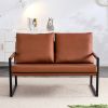 Stylish Two-Seater Sofa Chair with 2 Pillows - Comfortable PU Leather, High-Density Foam - Modern Design, Easy to Clean - Sturdy Metal Frame - Perfect