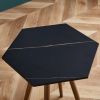 Modern Minimalism Black Faux Marble End&Side Table, Small Accent Coffee Table with Dark Gold Metal Legs, Hexagon Nightstand for Living Room,Bedroom, A