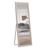 Third generation, light oak solid wood frame full-length mirror, large floor standing mirror, dressing mirror, decorative mirror, suitable for bedroom