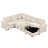 U_Style U-shaped Corduroy Combination Corner Sofa with Storage Lounge Chair, 6-seater Oversized Sofa, With USB interfaces,Suitable for Living Room, Of