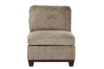 Camel Chenille Fabric Modular Sectional 6pc Set Living Room Furniture Corner Sectional Couch 3x Corner Wedge 2x Armless Chairs and 1x Ottoman Tufted B