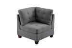 Modular Sectional 6pc Set Living Room Furniture Corner Sectional Tufted Nail heads Couch Gray Linen Like Fabric 3x Corner Wedge 2x Armless Chairs and