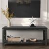 52''W Handcrafted Coffee Table In Front Of The Sofa Or Loveseat For Living Room(Antique Black Color)