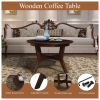 32inch Wood Round Coffee Table for Living Room,Mid Century Farmhouse Circle Wooden Coffee Tables for Apartment, Easy Assembly, Espresso