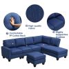 104.3*78.7" Modern L-shaped Sectional Sofa,7-seat Linen Fabric Couch Set with Chaise Lounge and Convertible Ottoman for Living Room,Apartment,Office,3