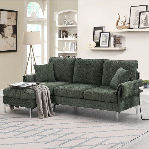 84 " Convertible Sectional Sofa, Modern Chenille L-Shaped Sofa Couch with Reversible Chaise Lounge, Fit for Living Room, Apartment(2 Pillows) 84 " Convertible Sectional Sofa, Modern Chenille L-Shaped Sofa Couch with Reversible Chaise Lounge, Fit for Living Room, Apartment(2 Pillows)