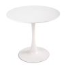 31.5"H White Tulip Table Mid-Century Dining Table with Round MDF Table Top;  Pedestal Dining Table;  End Table Leisure Coffee Table XH