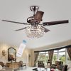 Angel 3-light Crystal Chandelier 5-blade 43-inch Brown Ceiling Fan