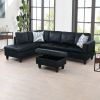 Modern Flannel Sectional Couch with Ottoman-Stylish,L-Shaped Design for Living Room-Large 3-Piece Sofa Set for Home or Office-Durable Flannel Material